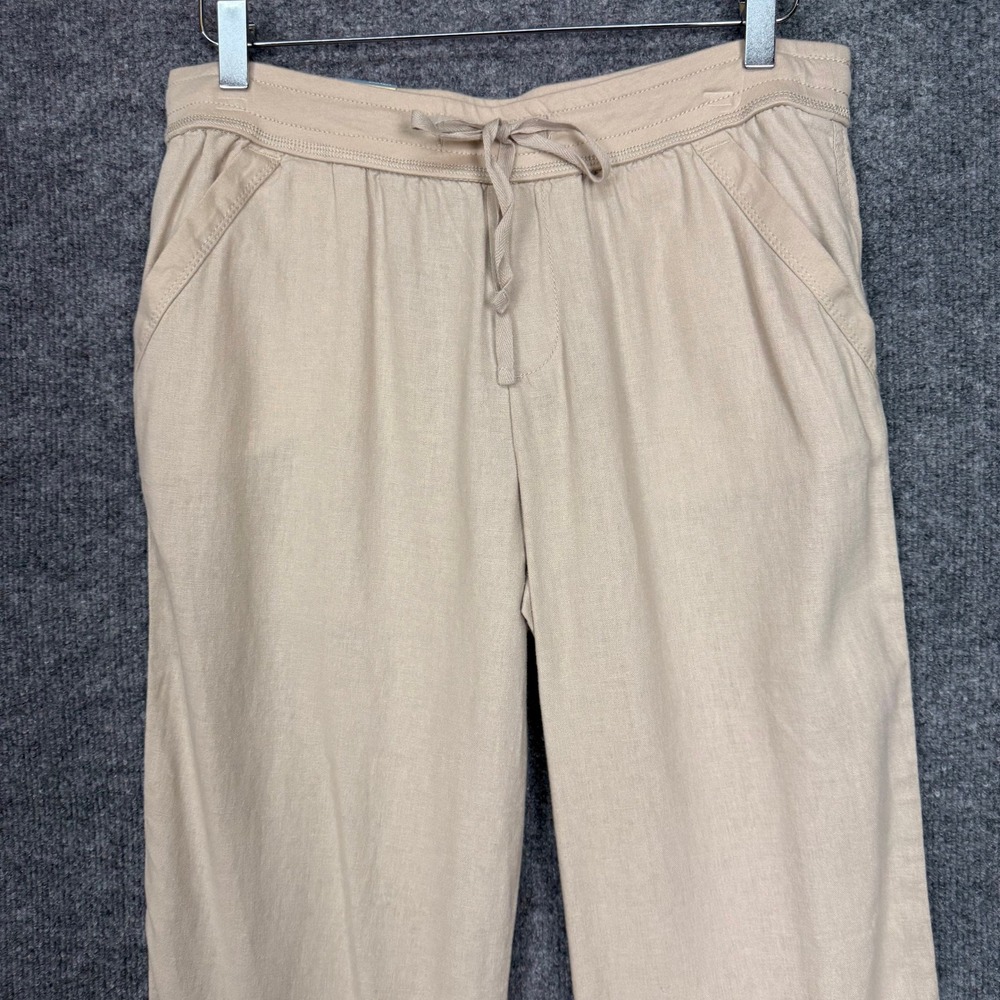Sonoma Pants Women 8S Beige Linen Blend Straight Leg Mid Rise Drawstring NWT - Picture 2 of 15